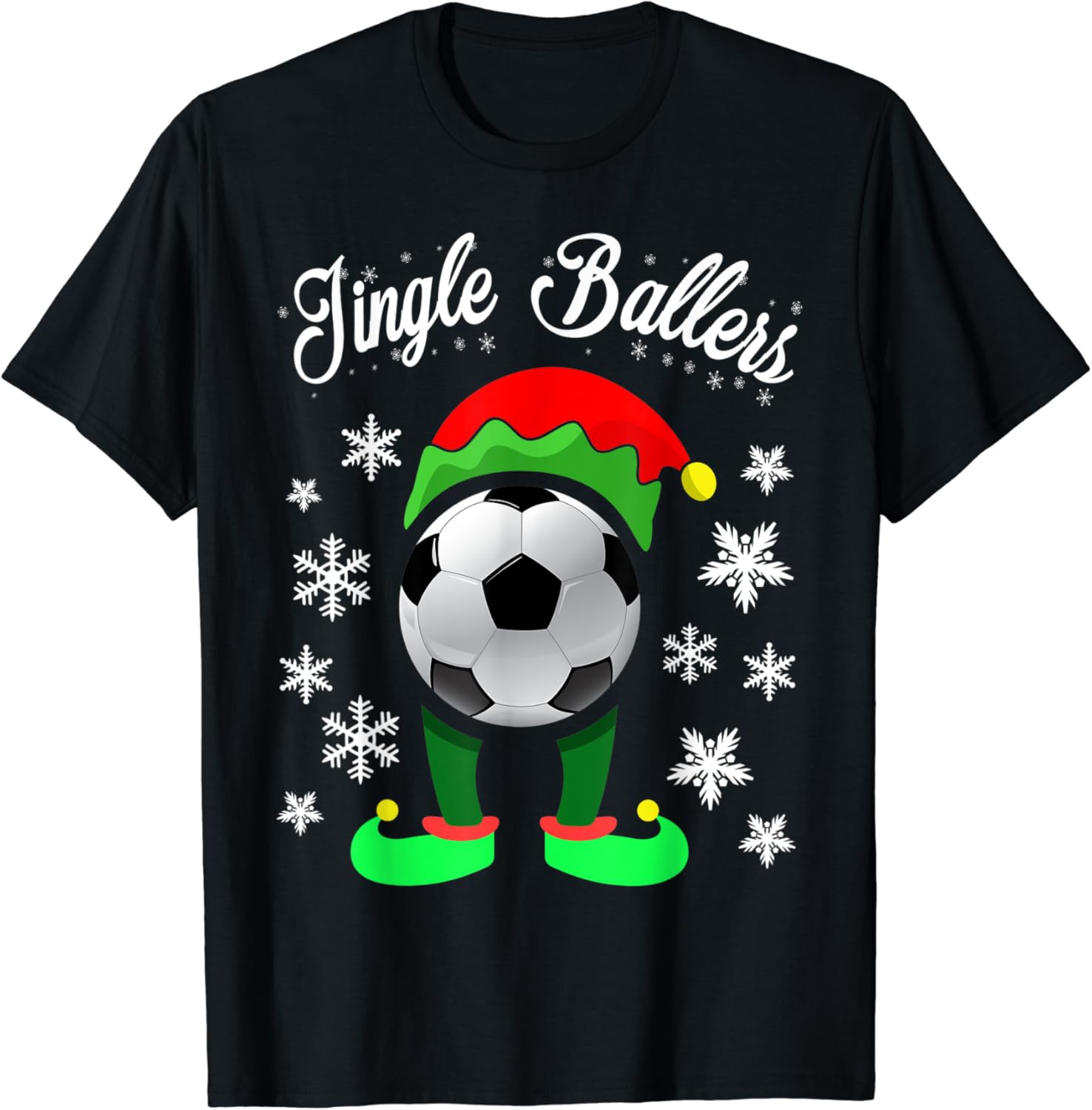 Jingle Ballers Christmas Soccer Football Elf TShirt Amazon.co.uk Fashion